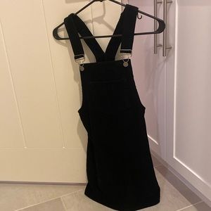 Reformation black overall corduroy dress
